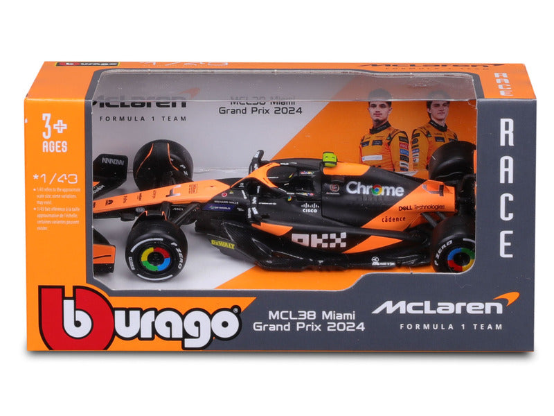 McLaren Modellauto - Bburago Lando Norris MCL38 im Miami-Design