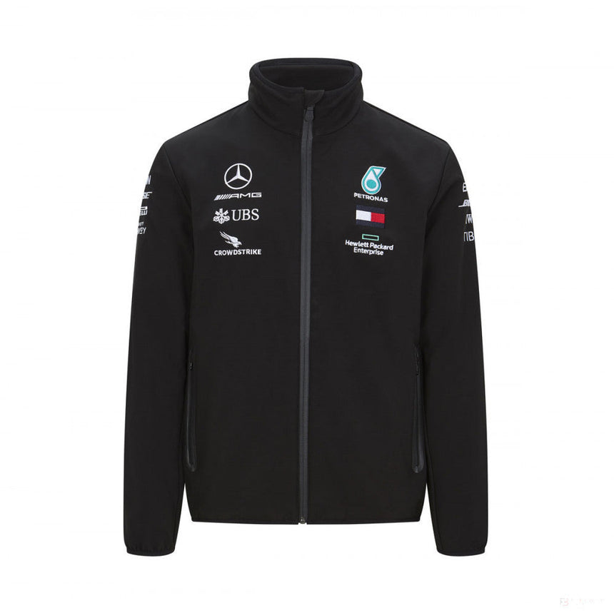 Chaqueta softshell Mercedes Team, negra, 2020
