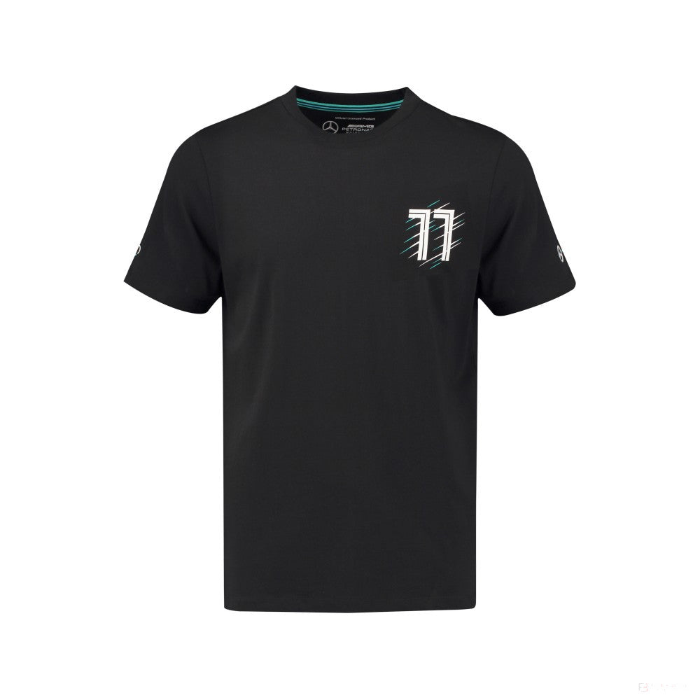 2018, Schwarz, Mercedes Bottas Round Neck Valtteri 77 T-shirt - FansBRANDS®
