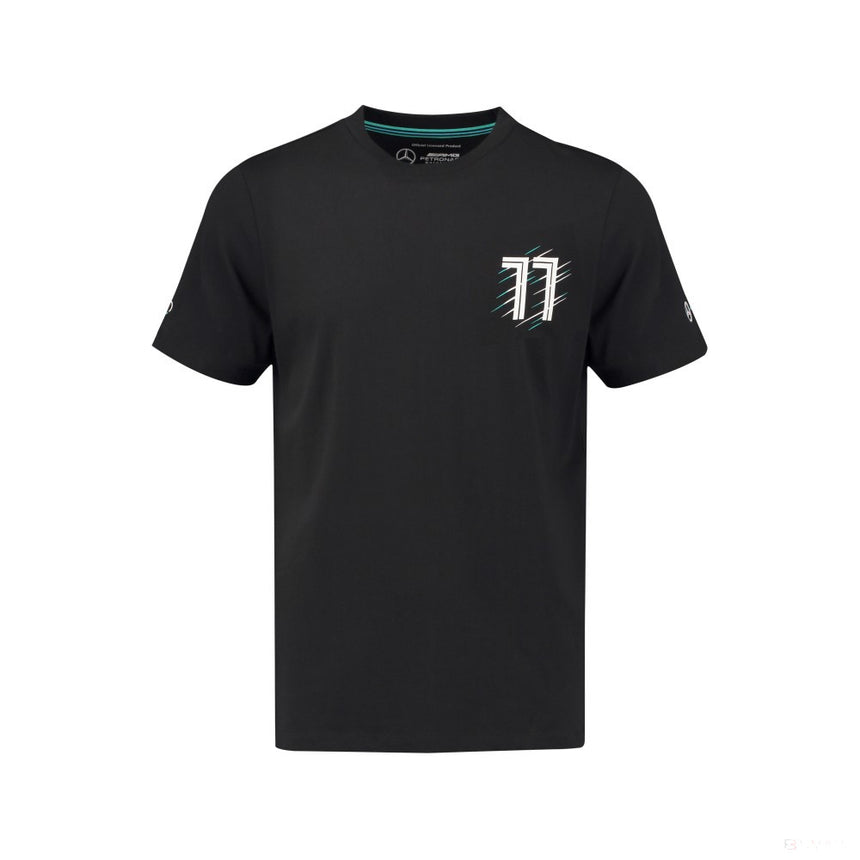 2018, Schwarz, Mercedes Bottas Round Neck Valtteri 77 T-shirt - FansBRANDS®