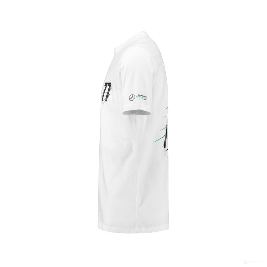 2018, Weiß, Mercedes Bottas Round Neck Valtteri 77 T-shirt - FansBRANDS®