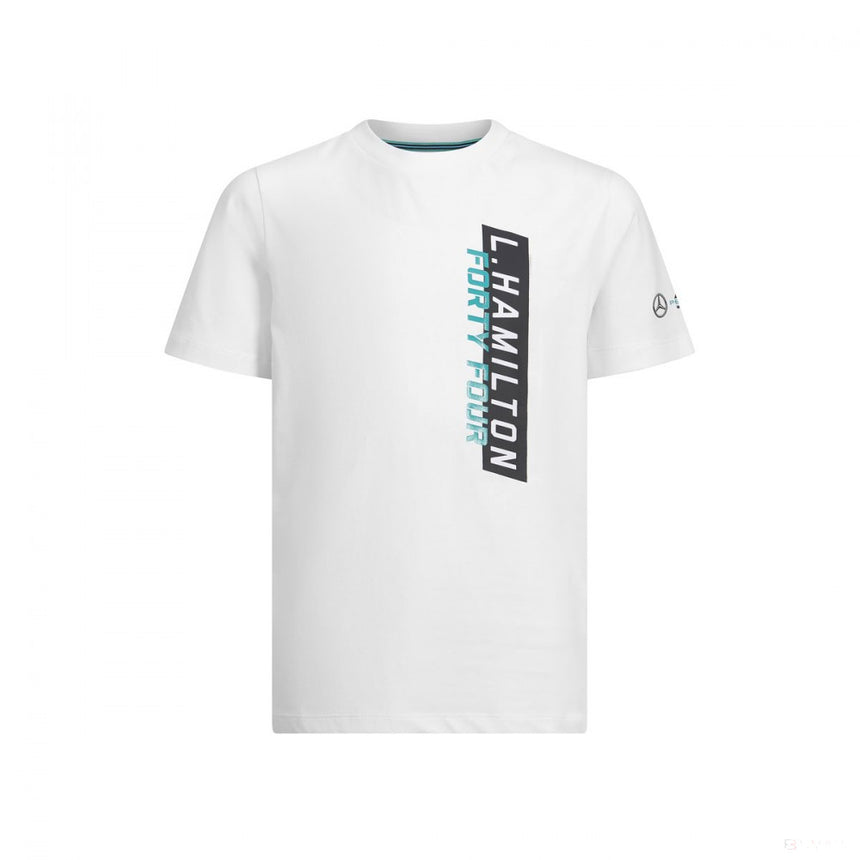 2019, Weiß, Mercedes Round Neck Lewis Hamilton #44 Kinder T-Shirt - FansBRANDS®