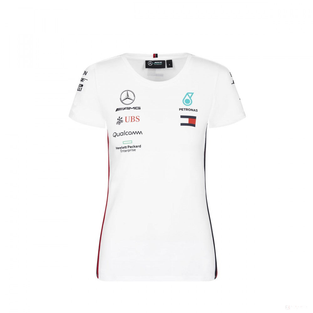 2019, Weiß, Mercedes Round Neck Damen Team T-Shirt - FansBRANDS®