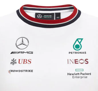 Camiseta infantil del equipo Mercedes 2021, blanca