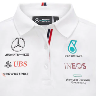 Polo blanco del equipo femenino Mercedes 2021