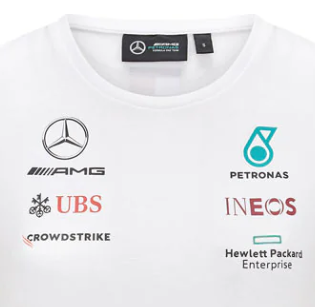 Camiseta blanca del equipo Mercedes para mujer 2021