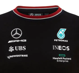 Camiseta infantil del equipo Mercedes 2021, negra