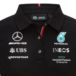 Polo negro del equipo femenino Mercedes 2021
