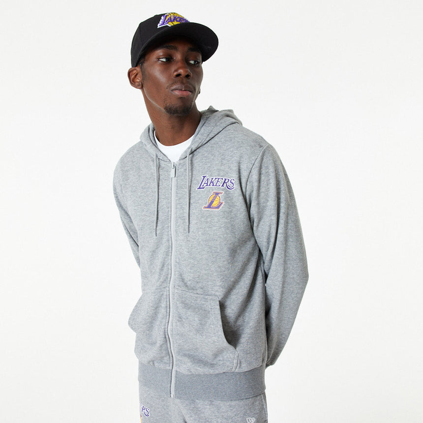 Los Angeles Lakers Sweatshirt, Kapuzen-Sweatshirt, Vollreißverschluss, New Era, grau
