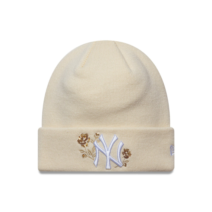 New York Yankees Mütze, Paillettenrose, Damen, New Era, creme