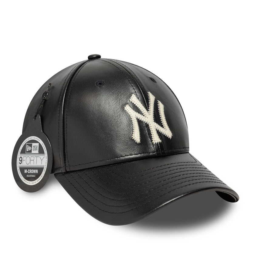 New York Yankees Cap, Leder, New Era, 9FORTY, mc, schwarz