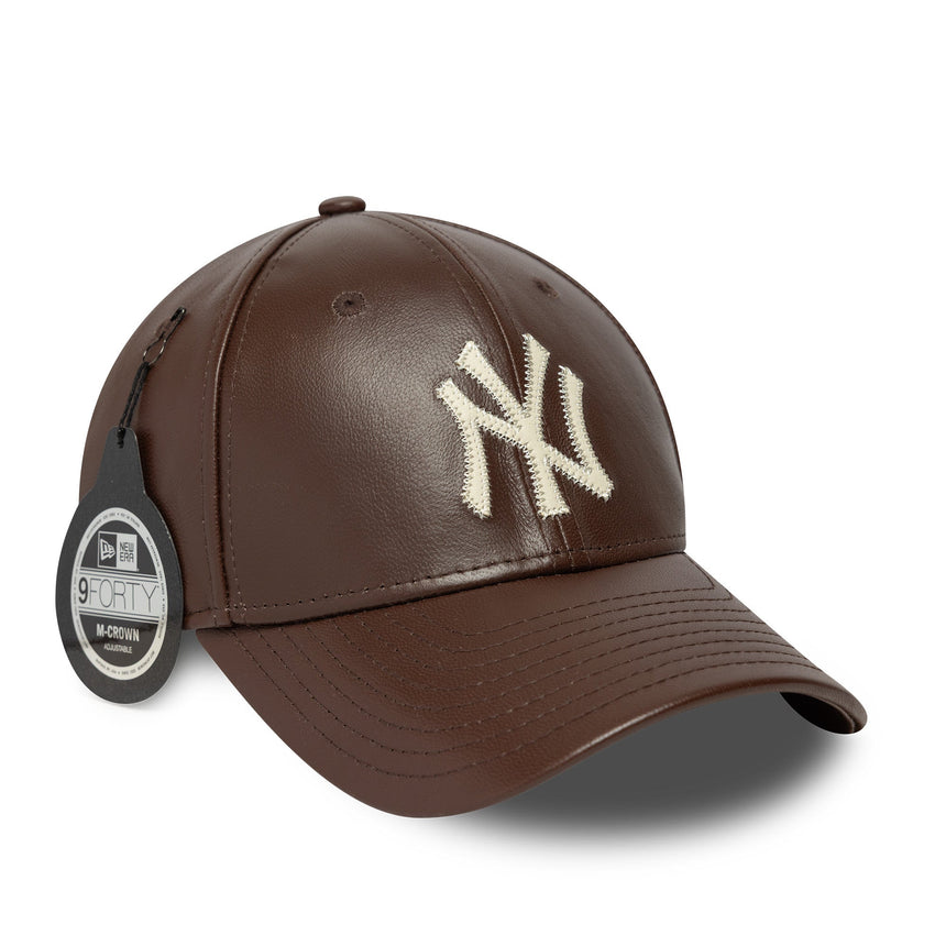 New York Yankees Kappe, Leder, New Era, 9FORTY, unifarbig, braun