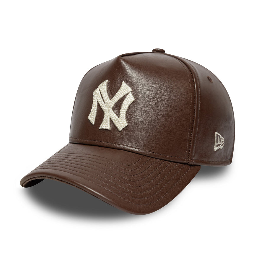 New York Yankees Kappe, Leder, New Era, A-Frame, braun