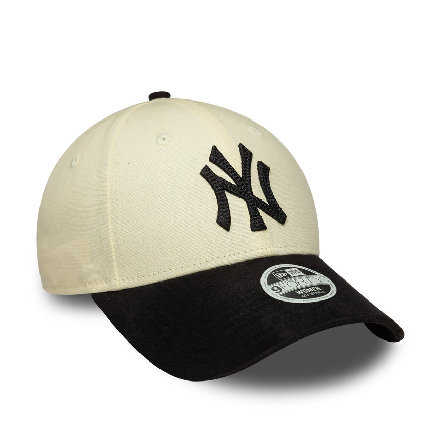 New York Yankees-Kappe, Kunstwildleder, New Era, 9FORTY, beige-schwarz