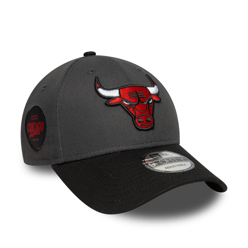 Chicago Bulls Cap, Seitliches Patch, New Era, 9FORTY, grau, grau