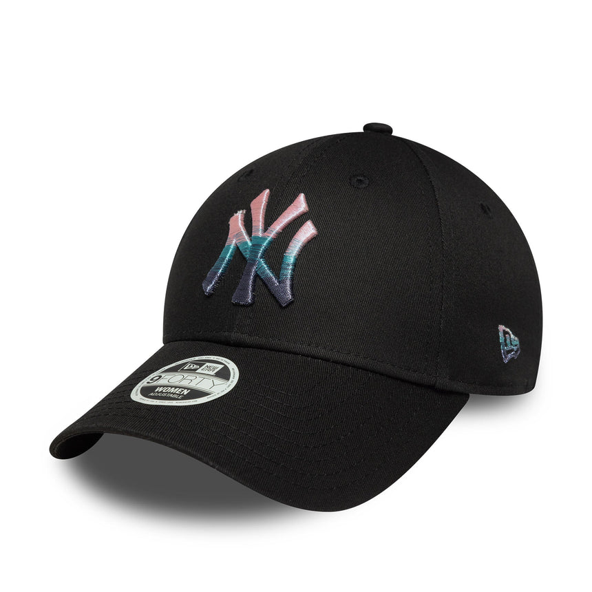 New York Yankees Cap, metallisches Logo, 9FORTY, schwarz