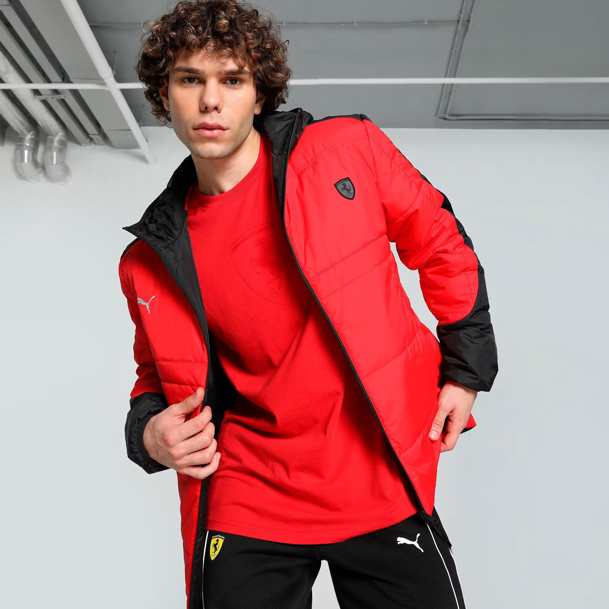 Ferrari jacke, Puma, Style wendbar, gepolsterte, schwarz