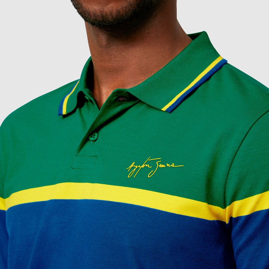 Ayrton Senna Stripe Polo Hemd, Blau - FansBRANDS®