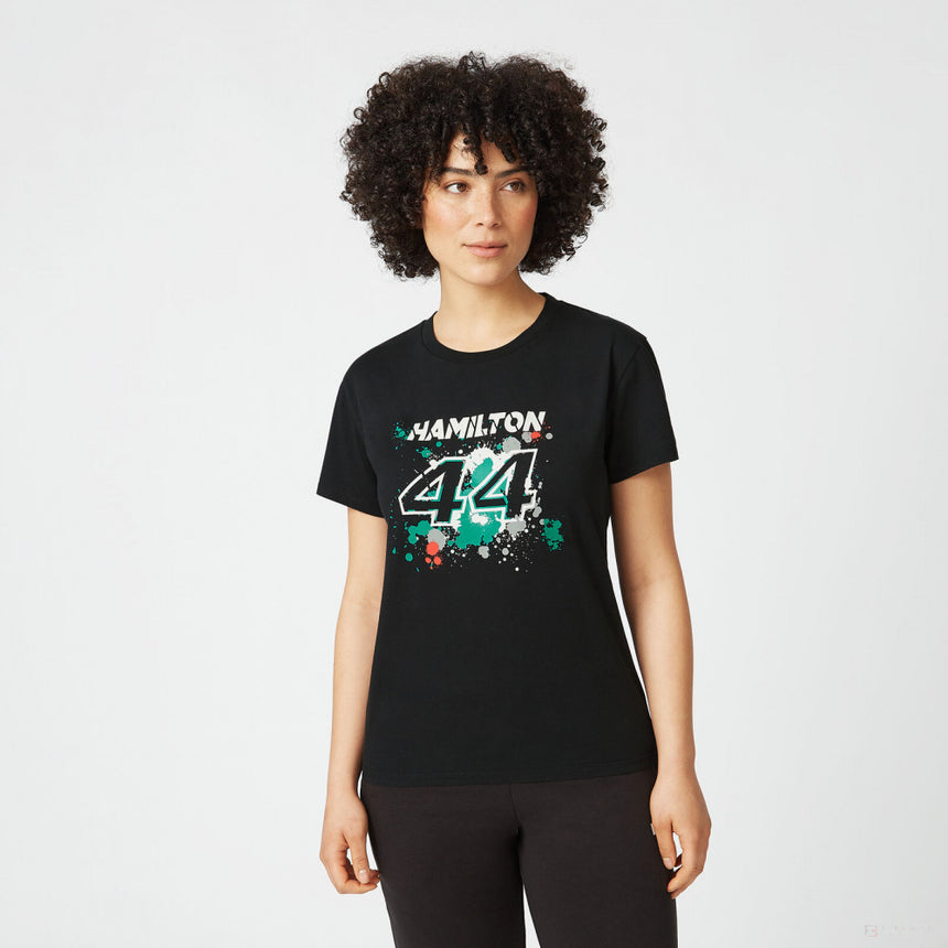 2022, Schwarz, LEWIS #44Mercedes Lewis Hamilton Damen T-shirt - FansBRANDS®
