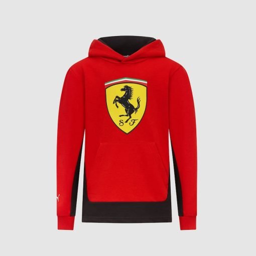 Sudadera con capucha Ferrari, escudo grande, roja