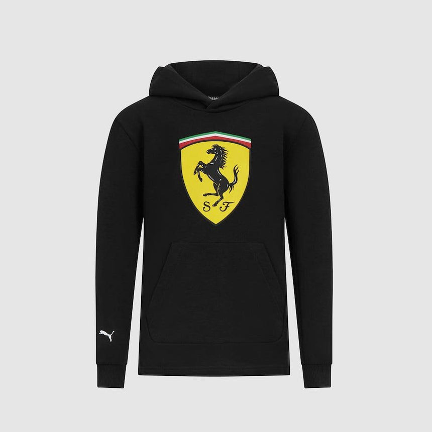 Sudadera con capucha Ferrari, escudo, negra