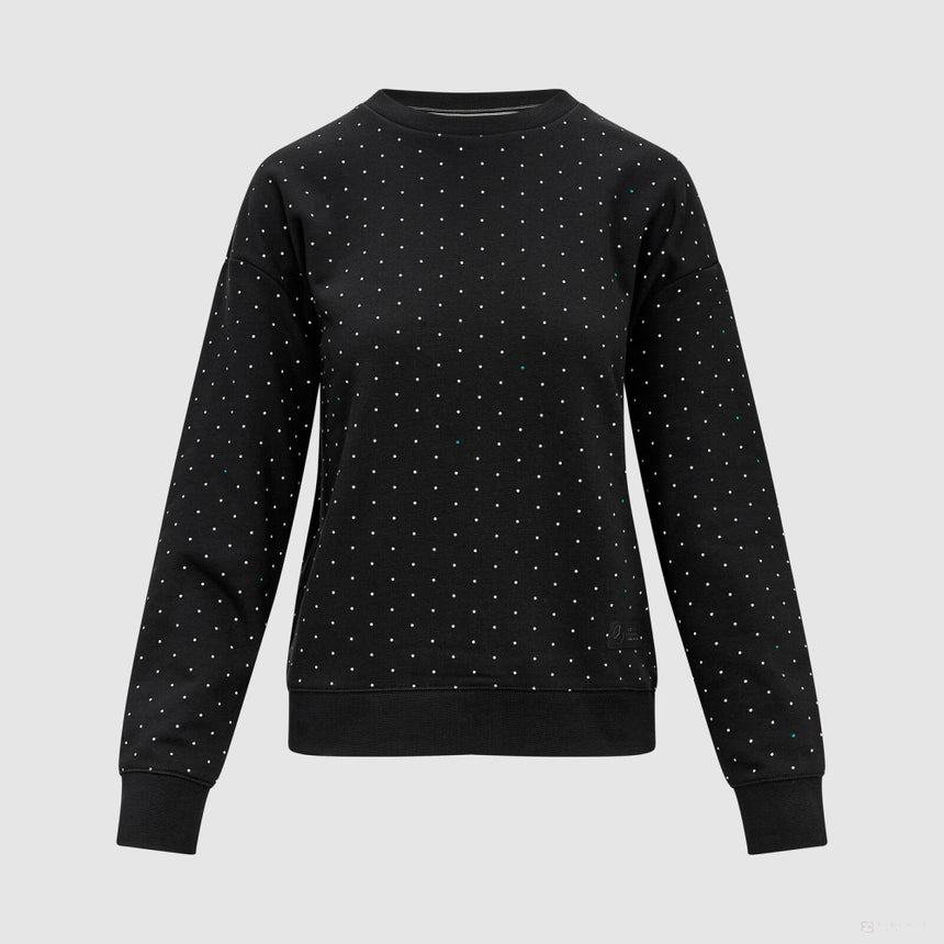 Mercedes Damen Polka Dot Crew Sweatshirt, Schwarz - FansBRANDS®