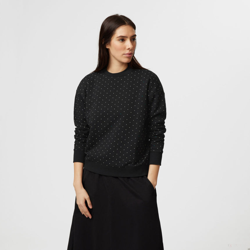 Mercedes Damen Polka Dot Crew Sweatshirt, Schwarz - FansBRANDS®
