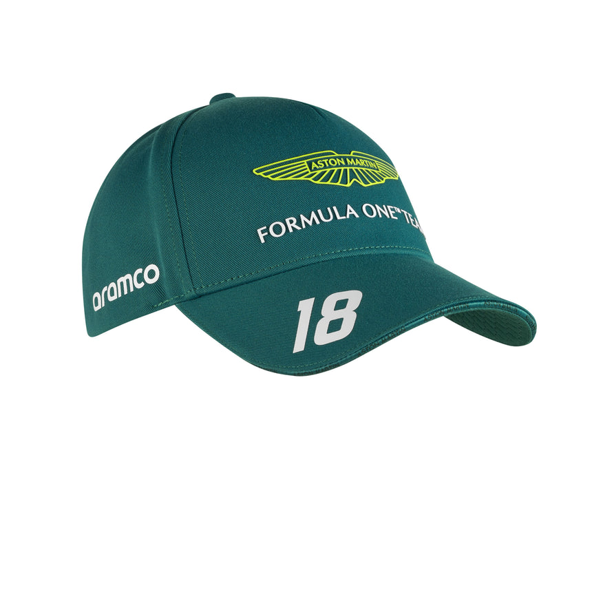 Gorra Lance Stroll, Aston Martin, equipo, verde, para niños, 2023