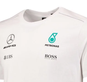 Camiseta infantil de cuello redondo del equipo Mercedes 2017, blanca