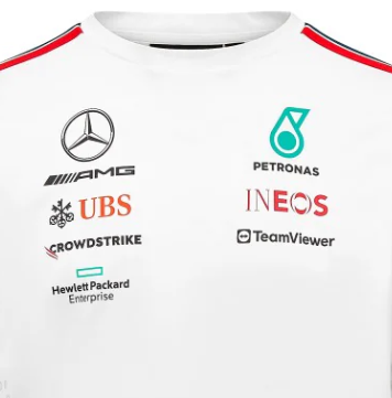 Camiseta de piloto de manga larga para hombre del equipo Mercedes, blanca, 2023