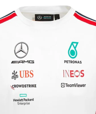 Camiseta de piloto del equipo Mercedes para hombre, blanca, 2023