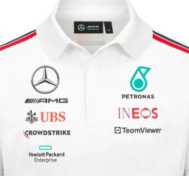 Polo blanco para hombre del equipo Mercedes, 2023