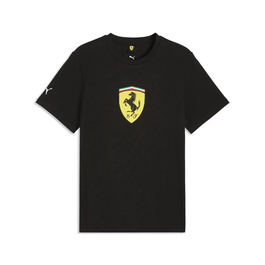 Ferrari T-Shirt, farbiger Schild, schwarz