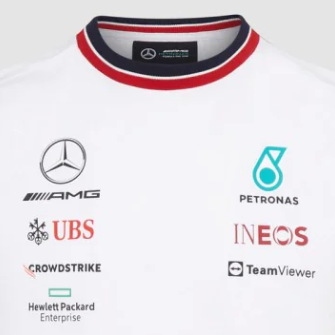Camiseta infantil del equipo Mercedes 2022, blanca