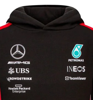 Sudadera con capucha infantil del equipo Mercedes, negra, 2023