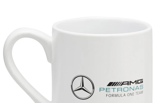 Taza blanca con el logotipo del equipo Mercedes, 300 ml, 2022