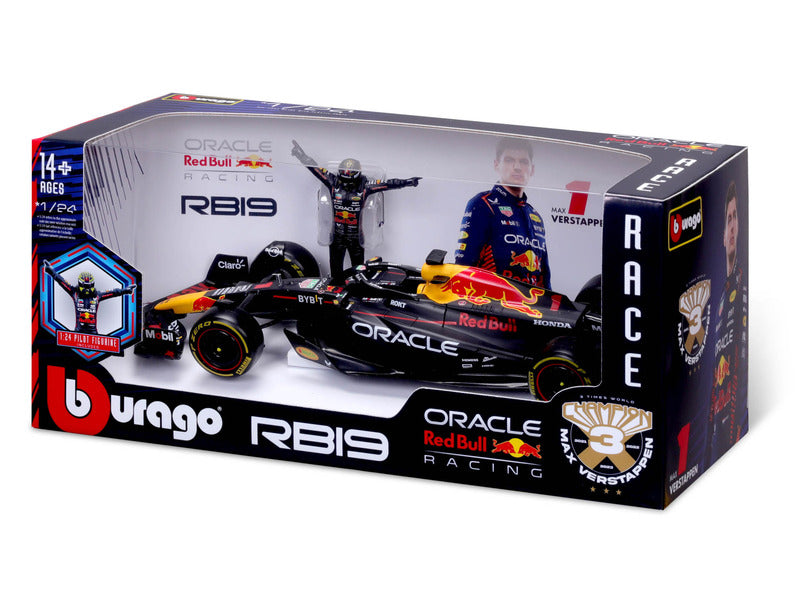 Red Bull Racing Modellauto, bburago, Max Verstappen, Nr. 1, 1:24, RB19, mit Fahrer