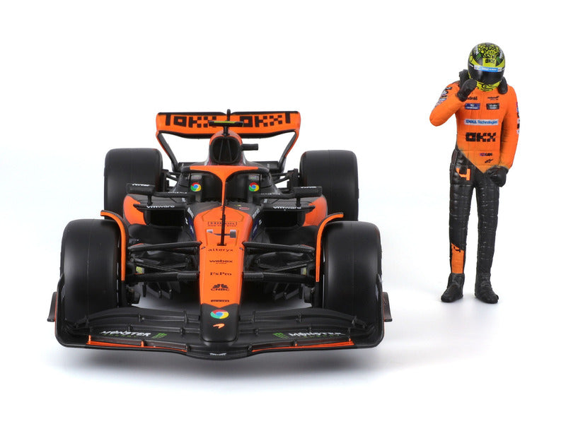 McLaren Modellauto, bburago, Lando Norris, 1:24, #4, MCL38, mit Fahrer