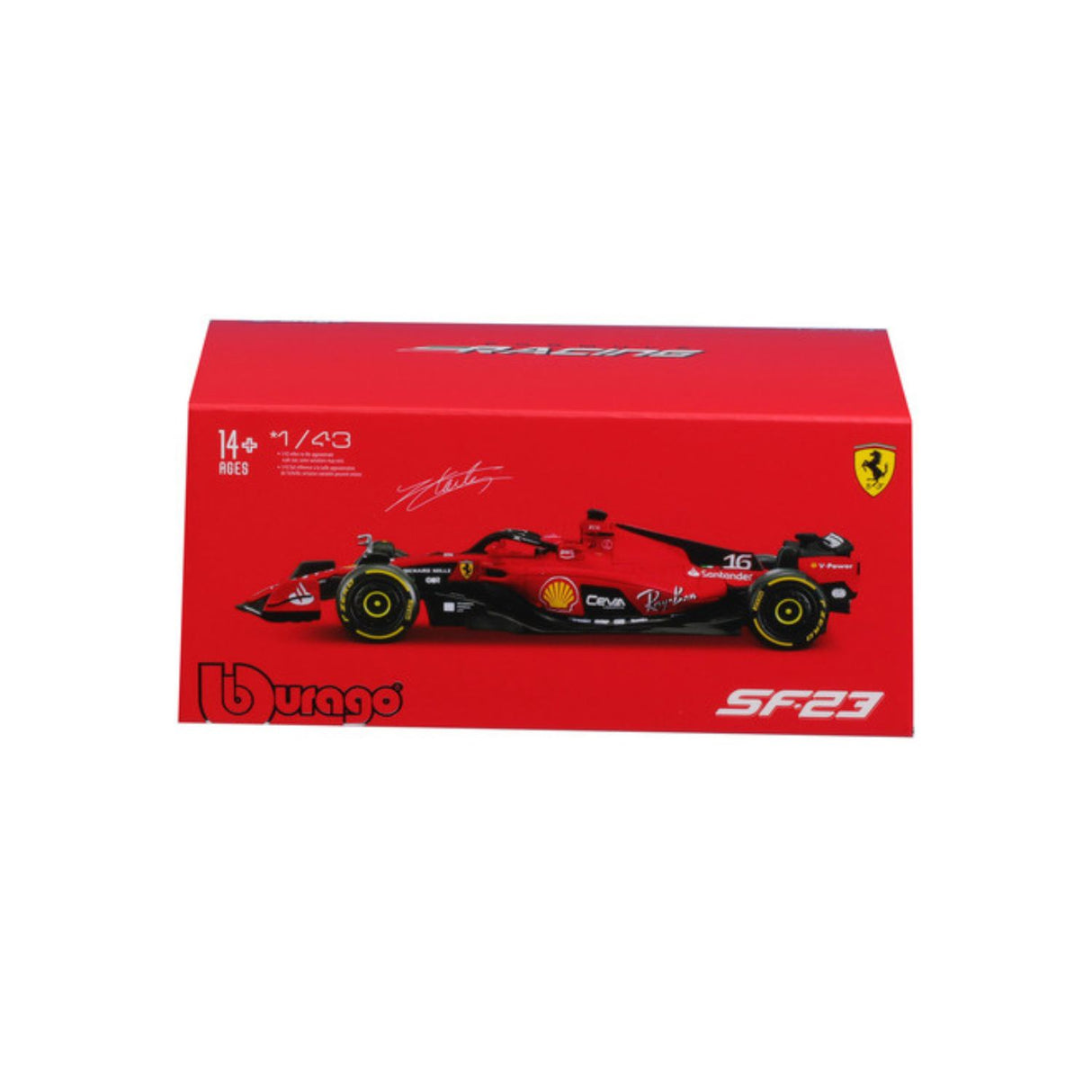 Ferrari F1 Modellauto, mit Helm, SF-23, bburago, 1:43, Charles Leclerc #16