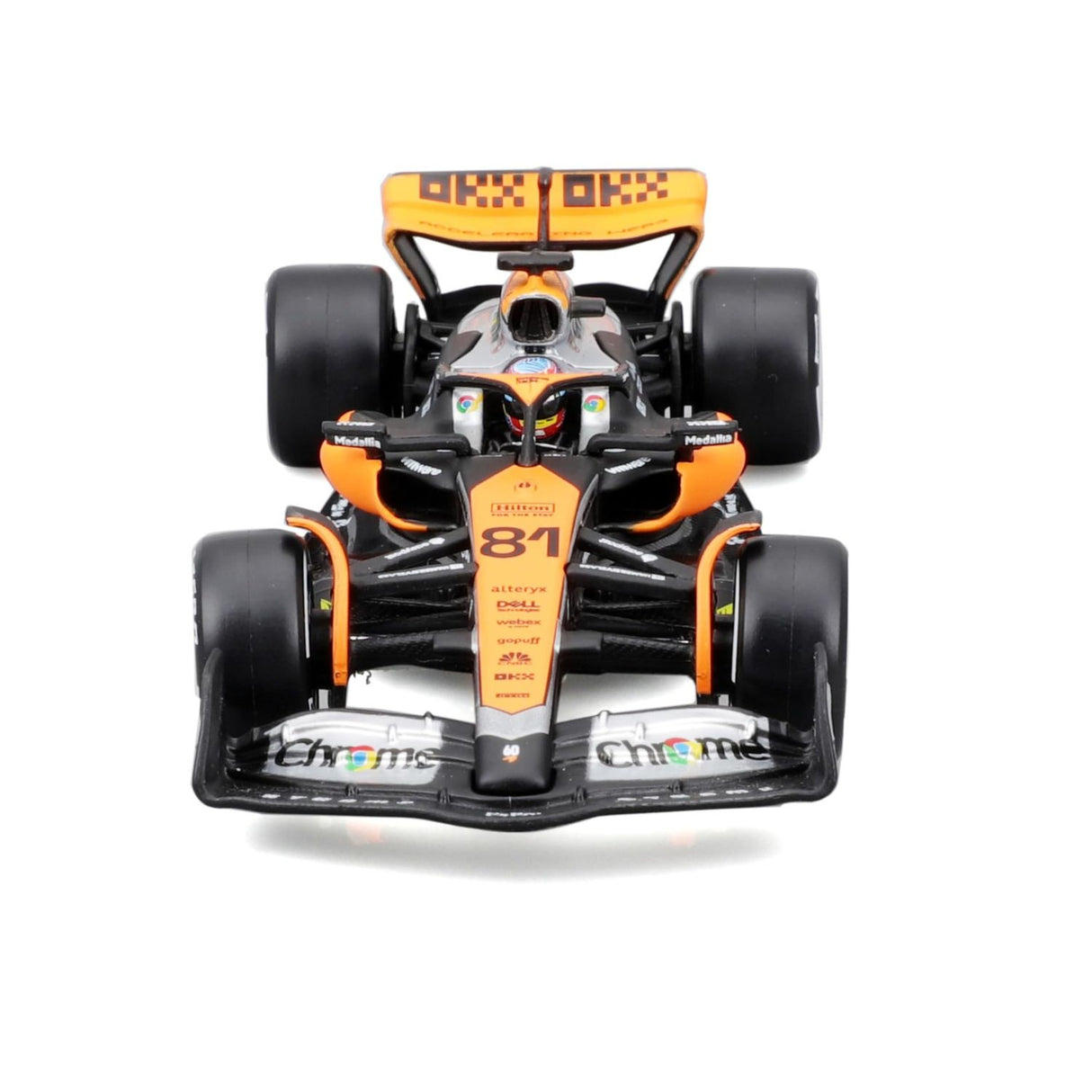 McLaren F1 Modellauto, mit Helm, MCL60, bburago, 1:43, Oscar Piastri #81