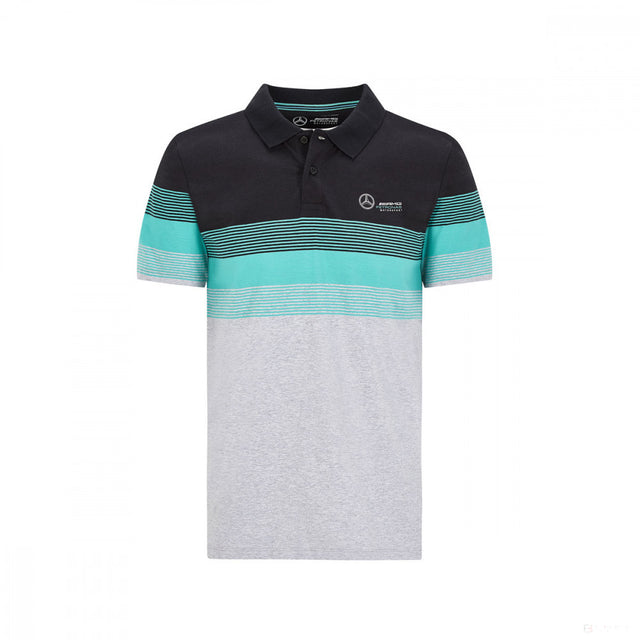 2020, Mehrfarbig, Mercedes Striped Polo Hemd - FansBRANDS®