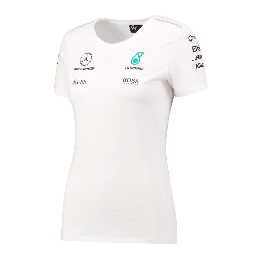 2017, Weiß, Mercedes Round Neck Damen Team T-shirt