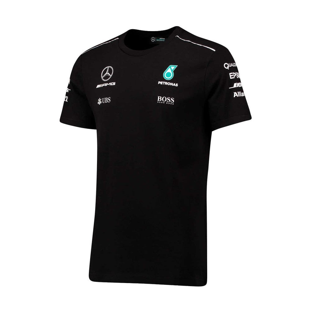 2017, Schwarz, Mercedes Round Neck Kinder Team T-shirt