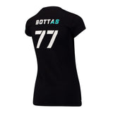 2017, Schwarz, Mercedes Bottas Round Neck Damen Valtteri 77 T-shirt