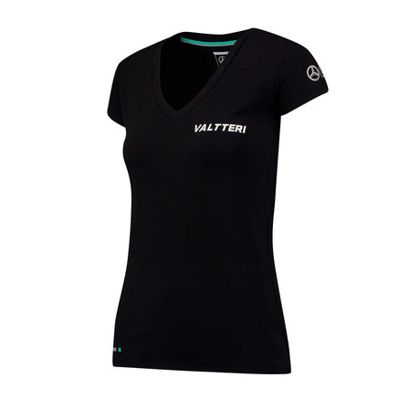 2017, Schwarz, Mercedes Bottas Round Neck Damen Valtteri 77 T-shirt - FansBRANDS®