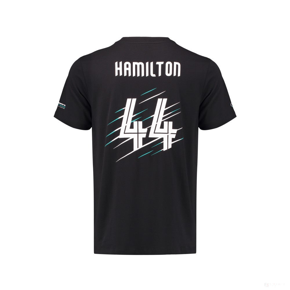 Mercedes T-Shirt, Hamilton Lewis 44, Schwarz, 2018