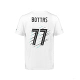 2018, Weiß, Mercedes Bottas Round Neck Valtteri 77 T-shirt