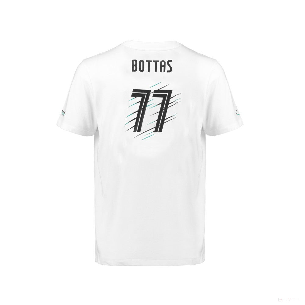 2018, Weiß, Mercedes Bottas Round Neck Kinder T-shirt