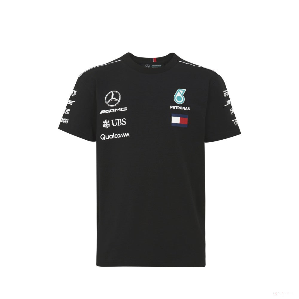 2018, Schwarz, Mercedes Round Neck Kinder Team T-shirt
