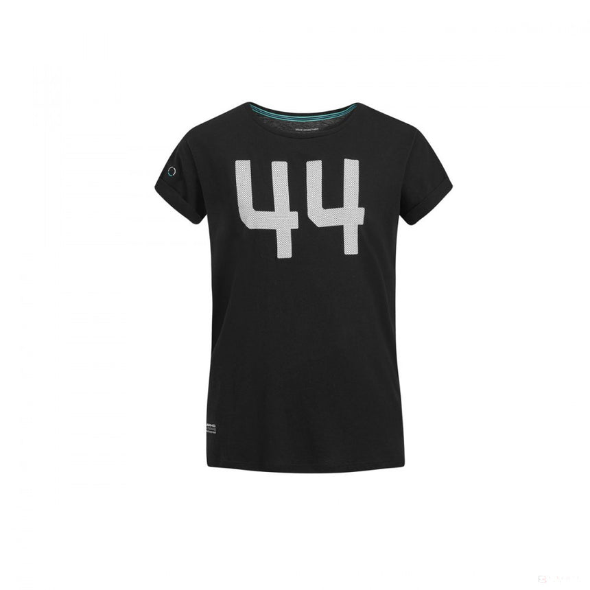 2019, Schwarz, Mercedes Round Neck Lewis Hamilton #44 Damen T-Shirt - FansBRANDS®